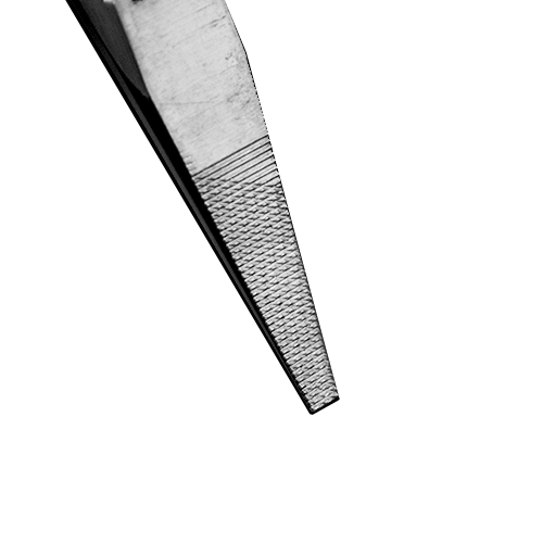 Close-up of serrated jaws on Fujiya 350-150BG pliers – ideal for grip and bend work