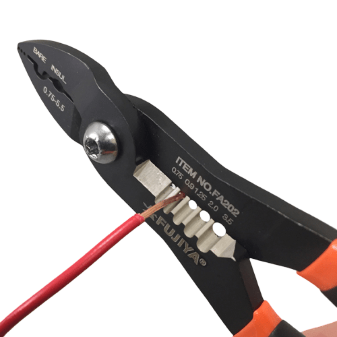 Stripping wire insulation with Fujiya FA203 – 7-inch crimper and stripper tool