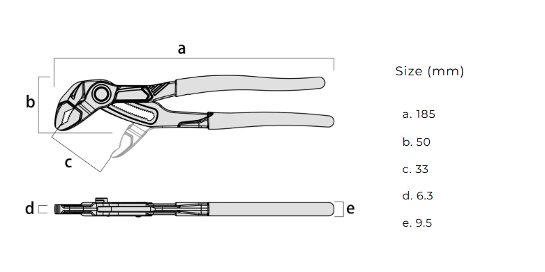 KUROKIN Quick-Adjust Water Pump Pliers (7", 140-185-BG, KUROKIN)