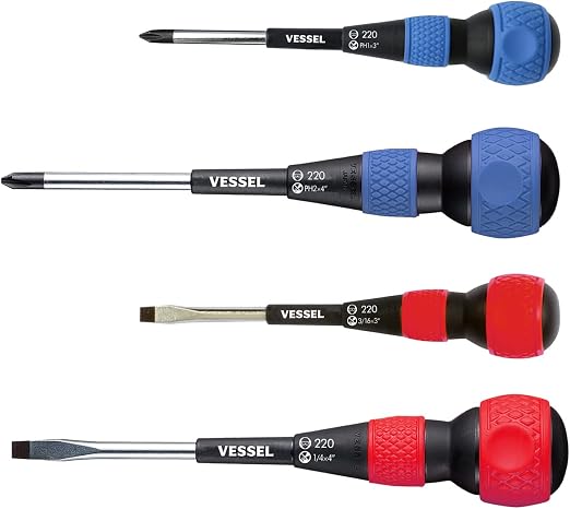 VESSEL Ball Grip Screwdriver Set (4pc, 2204CS, Made in Japan)