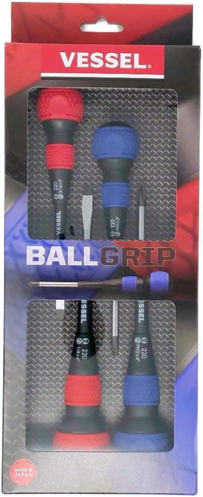 VESSEL Ball Grip Screwdriver Set (4pc, 2204CS, Made in Japan)