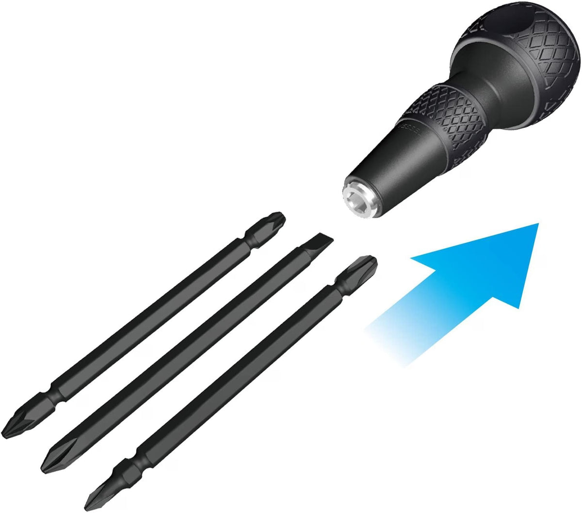 VESSEL Ball Grip 6-in-1 Interchangeable Screwdriver (220W-3, Made in Japan, JPN Package)