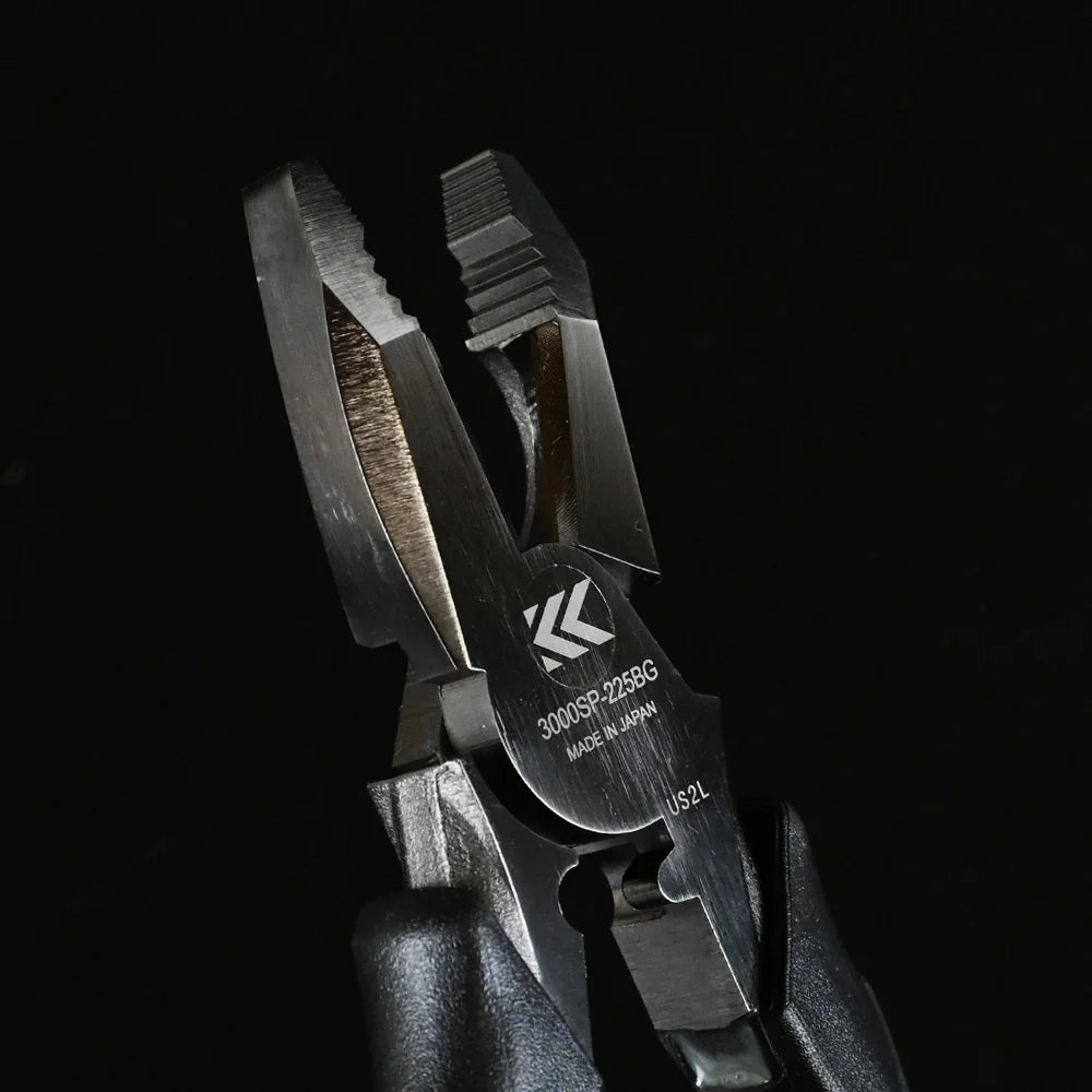 Fujiya TEKO-PEN High Leverage Lineman's Pliers, Slash Head (9", 3000SP-225BG, KUROKIN, Made in Japan)
