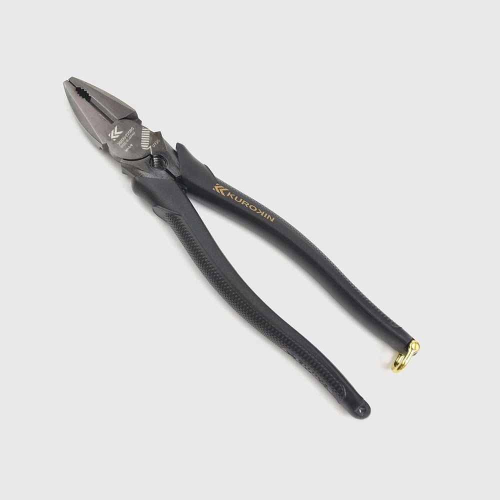 Fujiya High Leverage Lineman's Pliers with Deburring Function (9", 3020N-225BG, KUROKIN, Made in Japan)