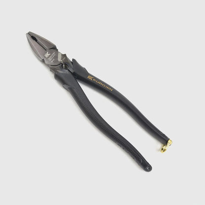 Fujiya High Leverage Lineman's Pliers with Deburring Function (9", 3020N-225BG, KUROKIN, Made in Japan)