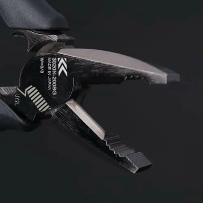 Fujiya High Leverage Lineman's Pliers with Deburring Function (9", 3020N-225BG, KUROKIN, Made in Japan)