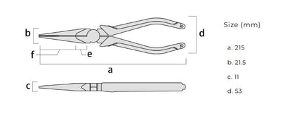 Fujiya Mechanics’ Long Nose Pliers (8", 353R-200BG, KUROKIN, Made in Japan)