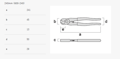 Fujiya High Leverage Cable Cutter (9.5", 600-240, Made in Japan)