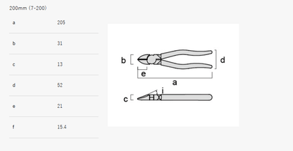 Fujiya Diagonal Cutting Pliers (8", 7-200, Made in Japan)