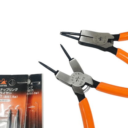 Fujiya Snap Ring Pliers – Straight, External & Internal (7.25", FOS-185/FCS-185, Made in Japan)