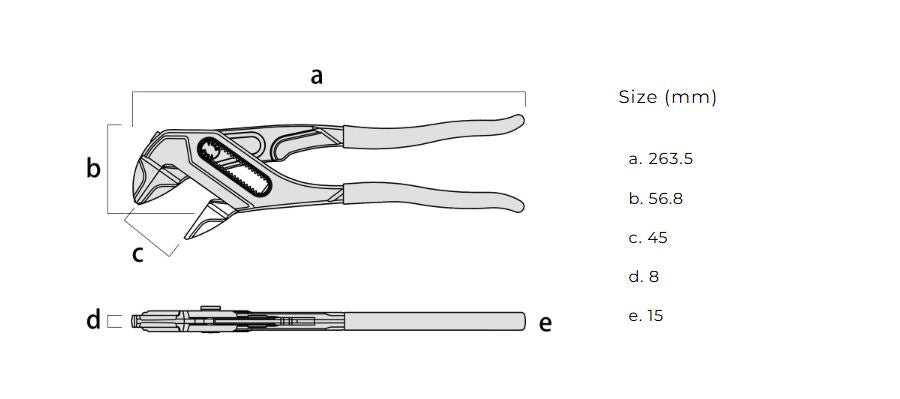 Fujiya Adjustable Pliers Wrench (10.3", FLM-45-BG, KUROKIN)