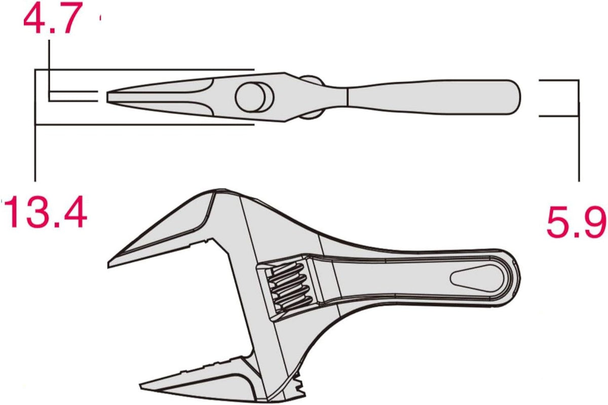 Fujiya Short Adjustable Wrench (5.5", FLS-32-BG, KUROKIN)