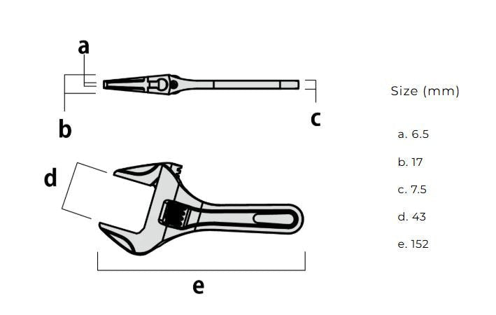 Fujiya Short Adjustable Wrench (6", FLS-43-BG, KUROKIN)
