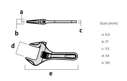 Fujiya Short Adjustable Wrench (6", FLS-43-BG, KUROKIN)