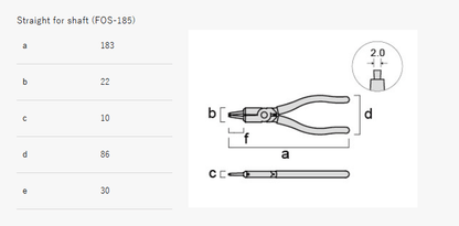 Fujiya Snap Ring Pliers – Straight, External & Internal (7.25", FOS-185/FCS-185, Made in Japan)