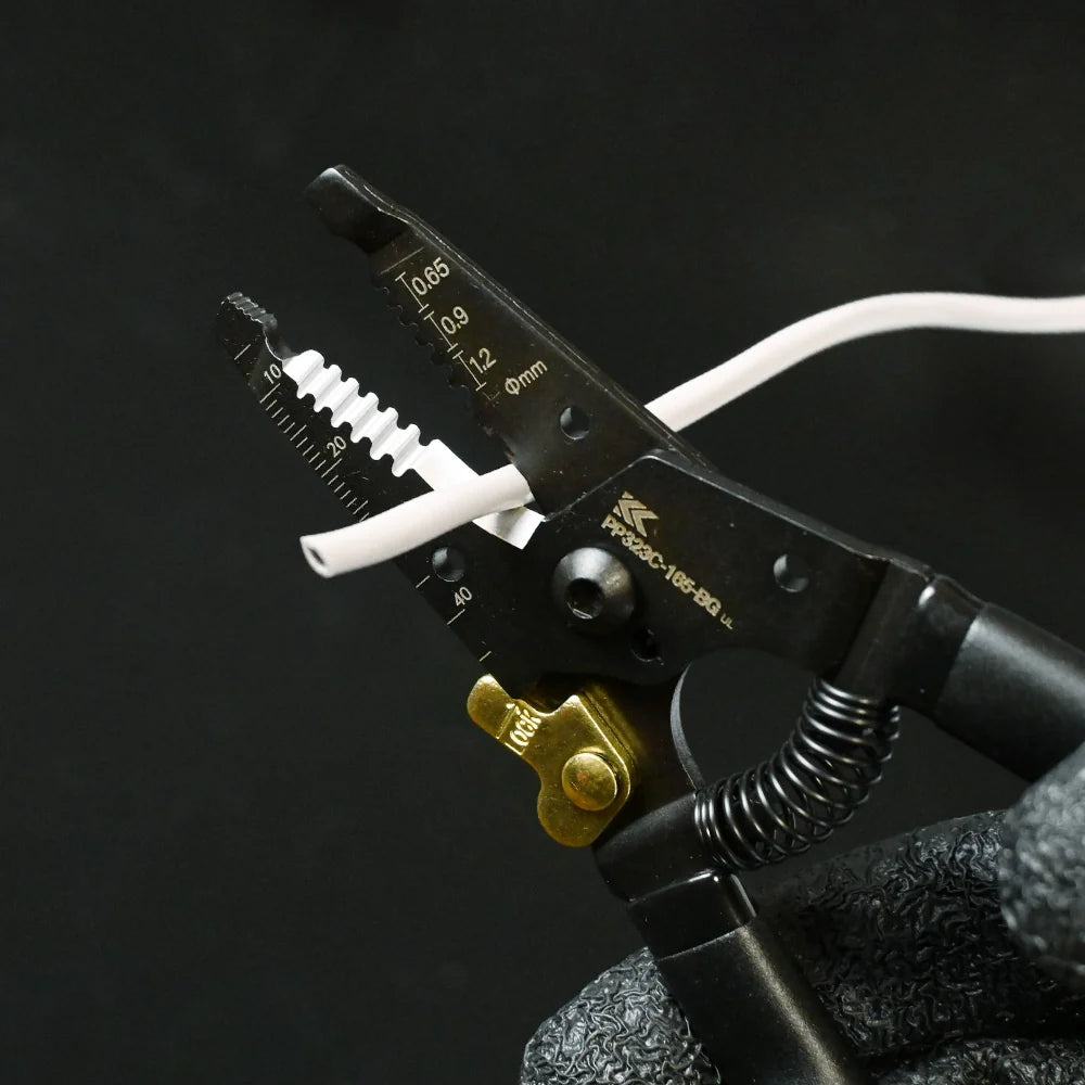 Fujiya Low-Voltage Wire Stripper (6.5", PP323C-165-BG, KUROKIN Black Gold)