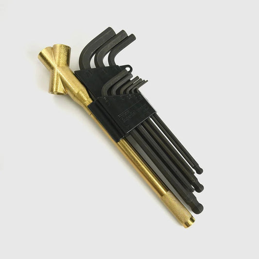 WISE × KUROKIN Ball-End Hex Key Set with Extension Handle (9pc, WLB-2300-BG, Made in Japan)