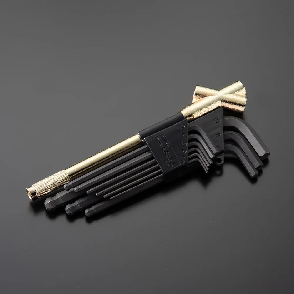 WISE × KUROKIN Ball-End Hex Key Set with Extension Handle (9pc, WLB-2300-BG, Made in Japan)